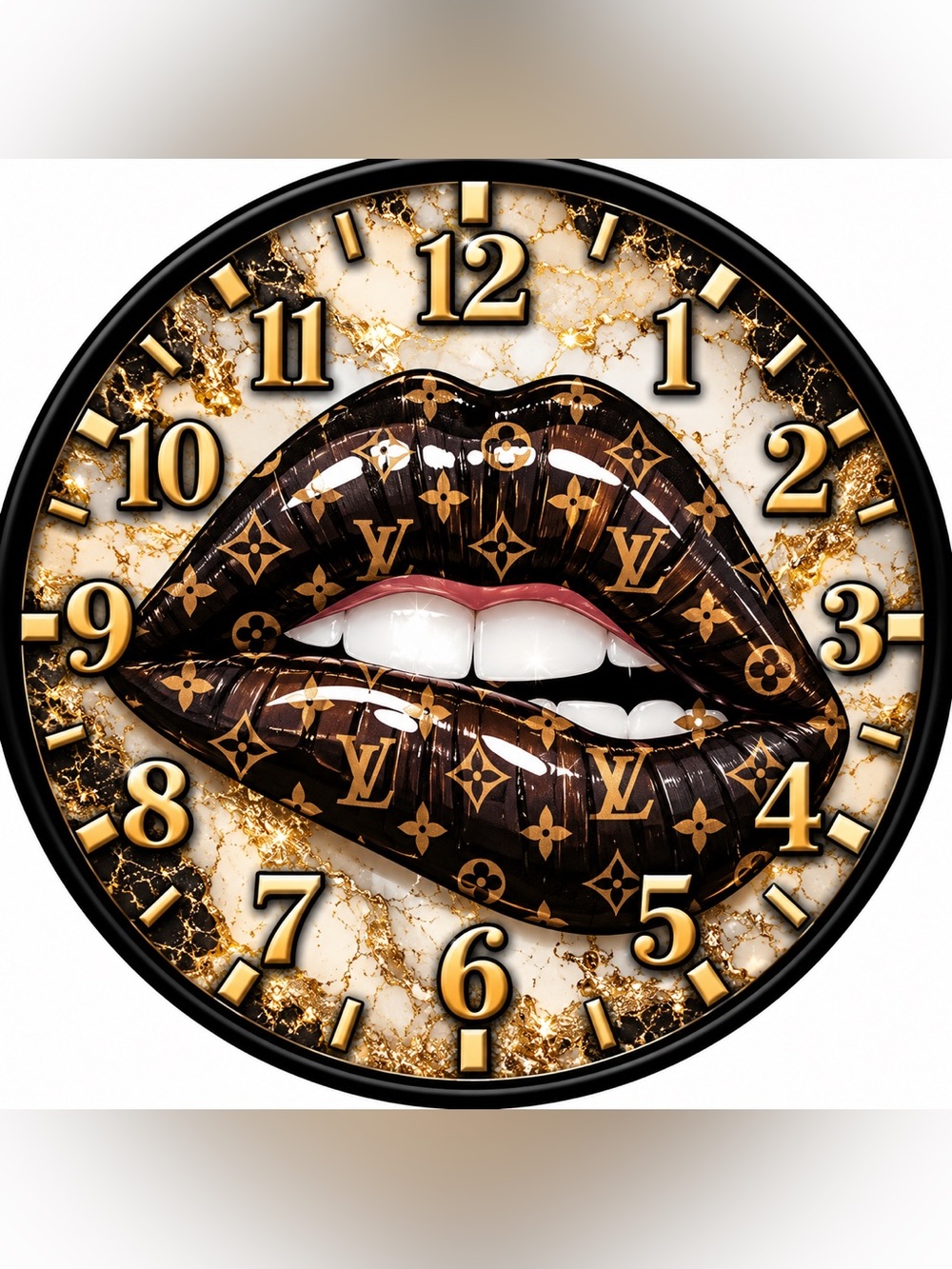 Louis Vuitton Brown Patterned Limited Edition Advertising Lip Wall Clock.